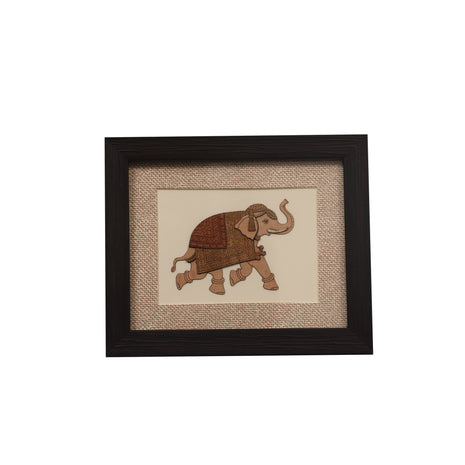 Ethnic Elephant Wall Decor in Wooden Frame