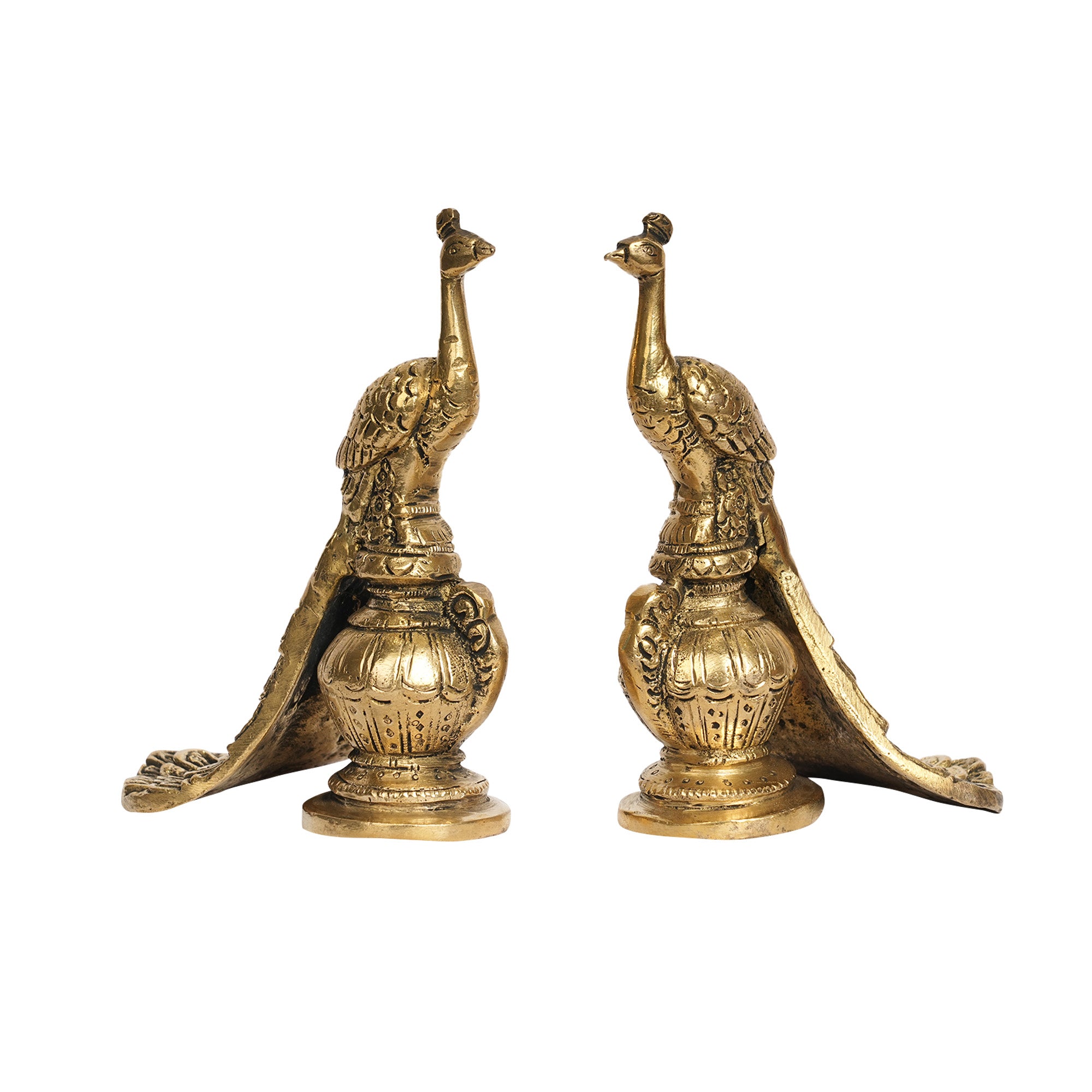 Brass Peacock Pair on Kalash