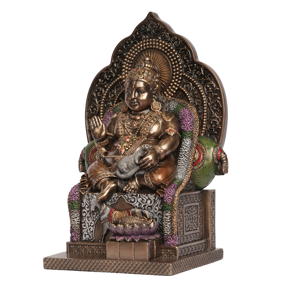Handcrafted Poly Resin Lord Kuber Statue | Antique Finish Kubera Idol for Home Décor & Pooja