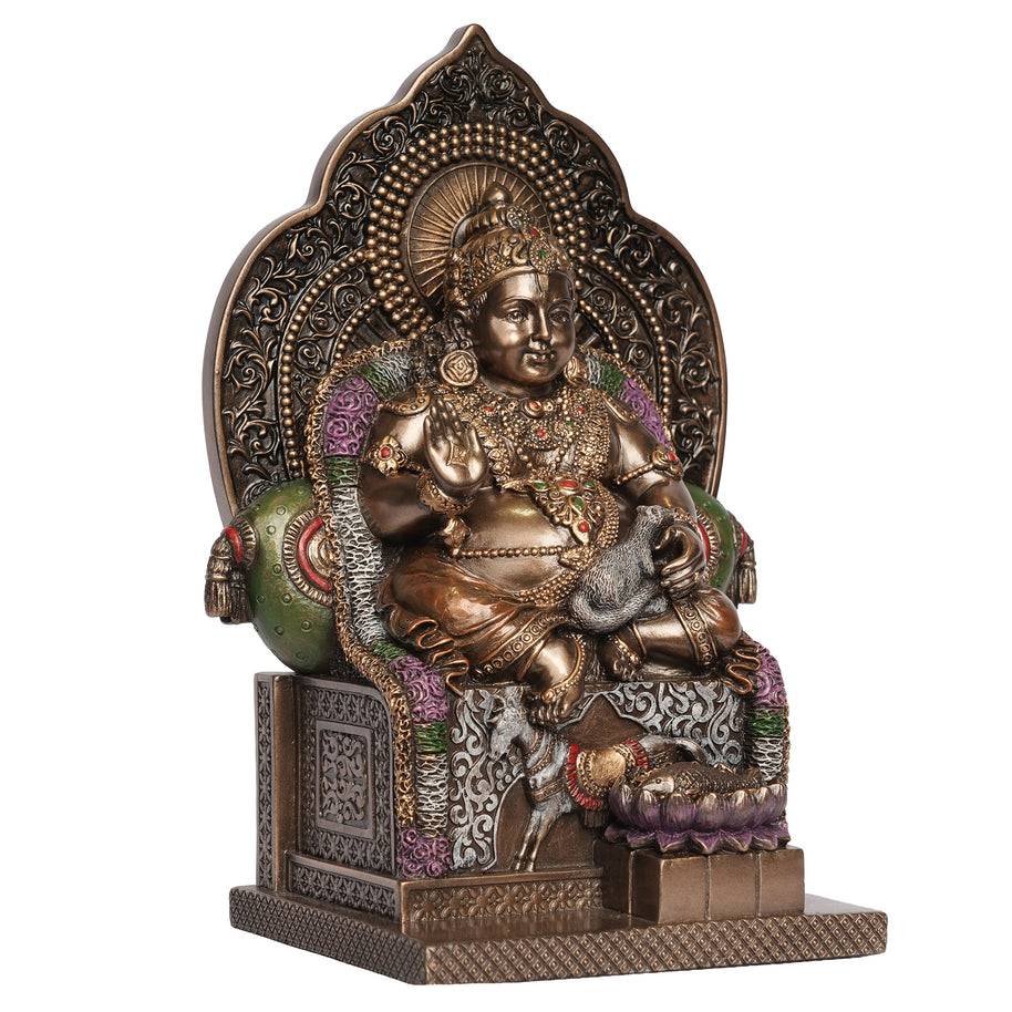 Handcrafted Poly Resin Lord Kuber Statue | Antique Finish Kubera Idol for Home Décor & Pooja