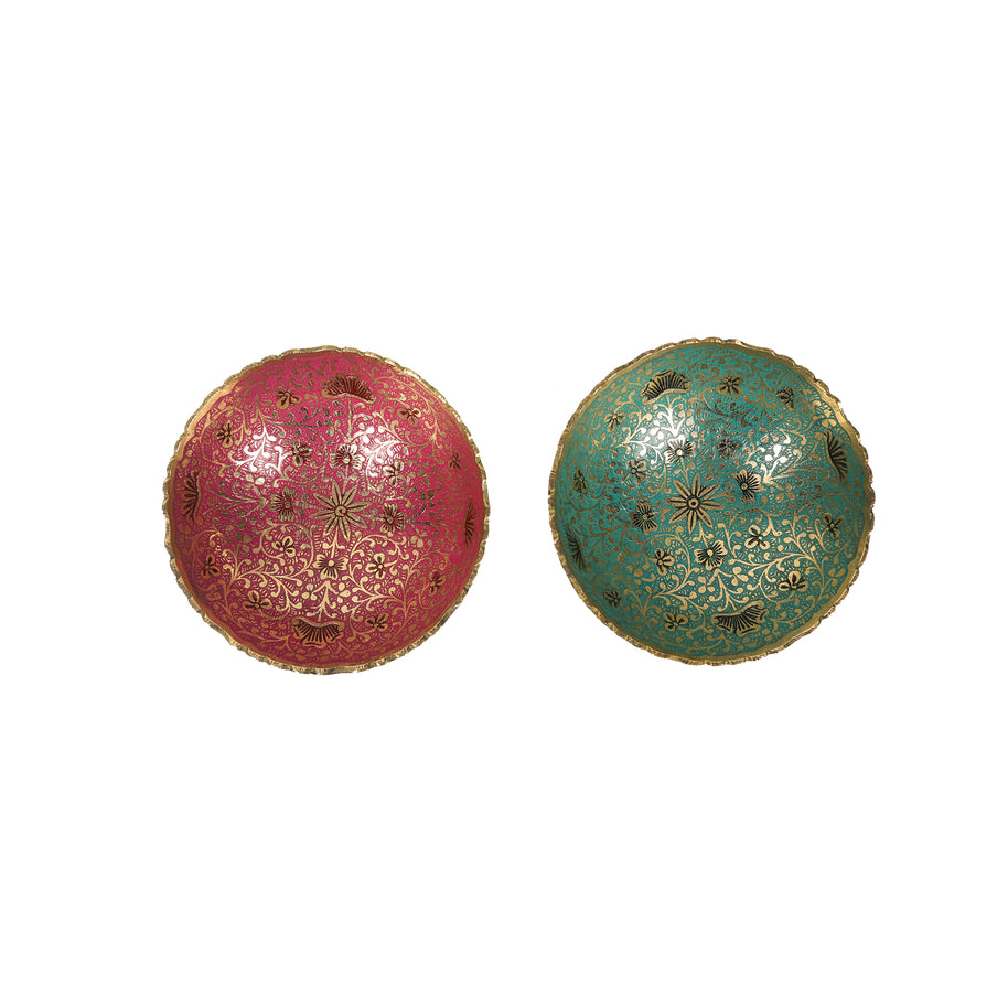 BRASS 4 IN BOWL COLOR  SET OF 2