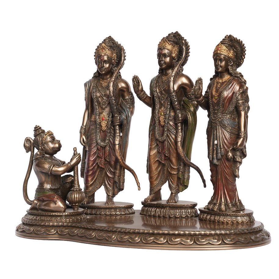 Poly Resin Ram Darbar Statue with Lord Rama, Sita, Lakshmana & Hanuman for Home Décor