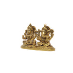 Brass Ganesha Lakshmi Sitting On Single Base
