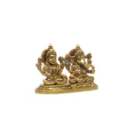 Brass Ganesha Lakshmi Sitting On Single Base