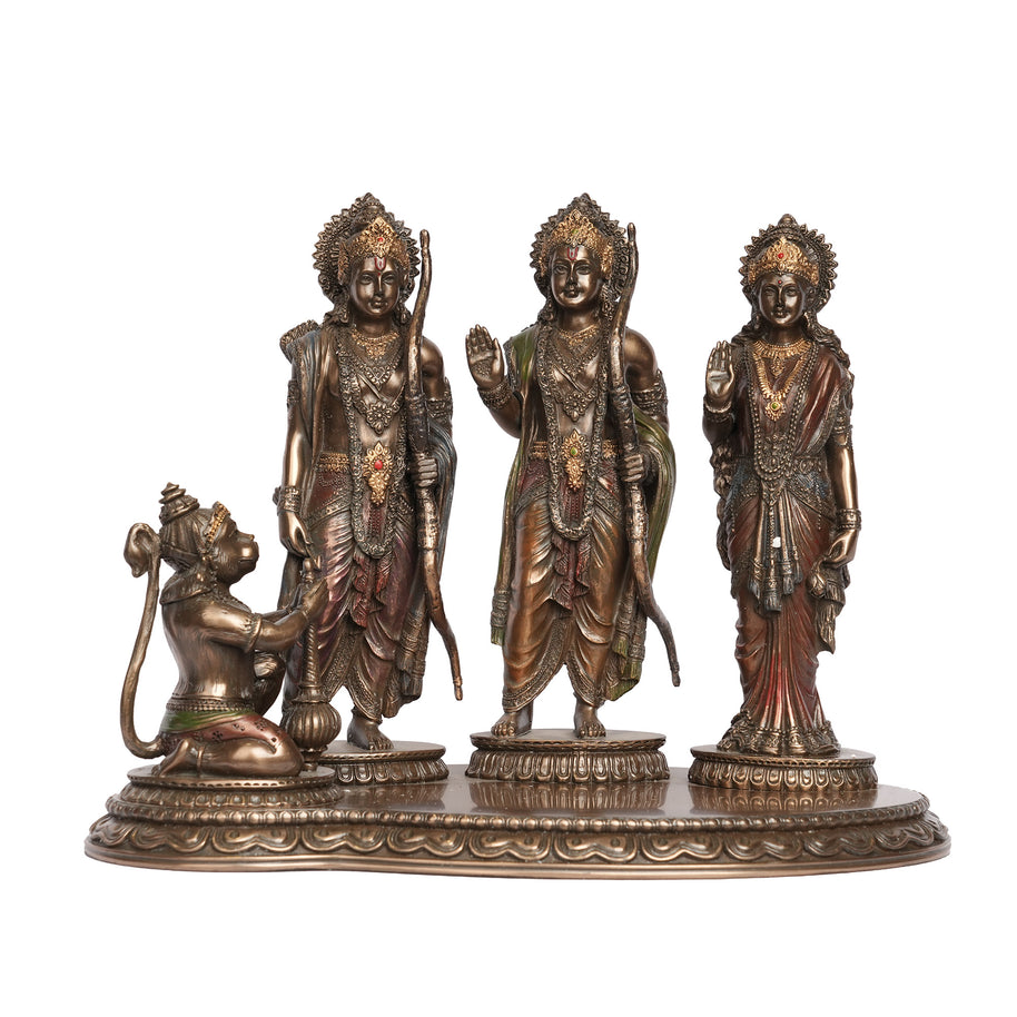 Poly Resin Ram Darbar Statue with Lord Rama, Sita, Lakshmana & Hanuman for Home Décor