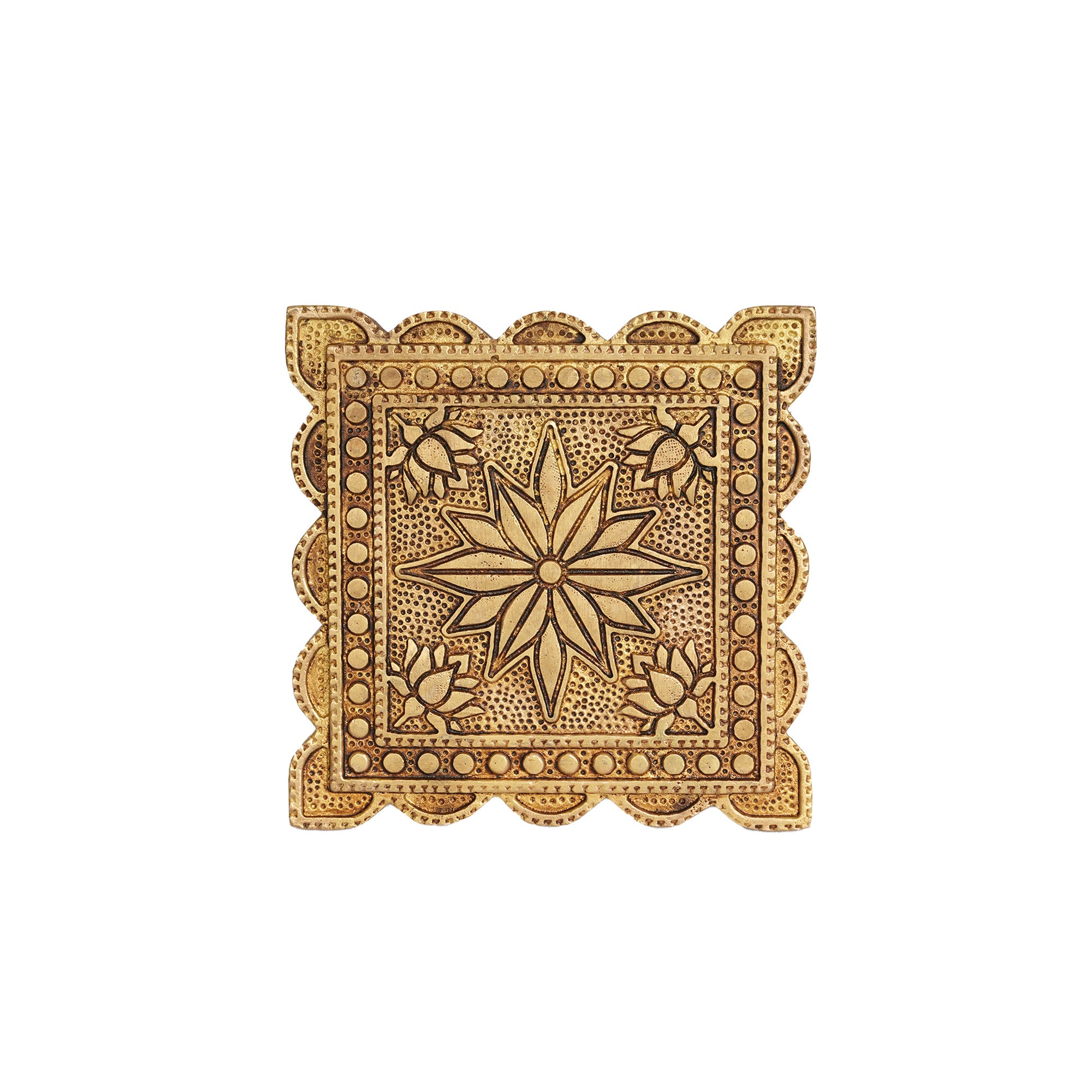 Brass Lotus Floral Chowki
