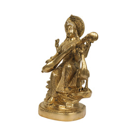 BRASS 15 IN  SARASWATHI WITH BASE