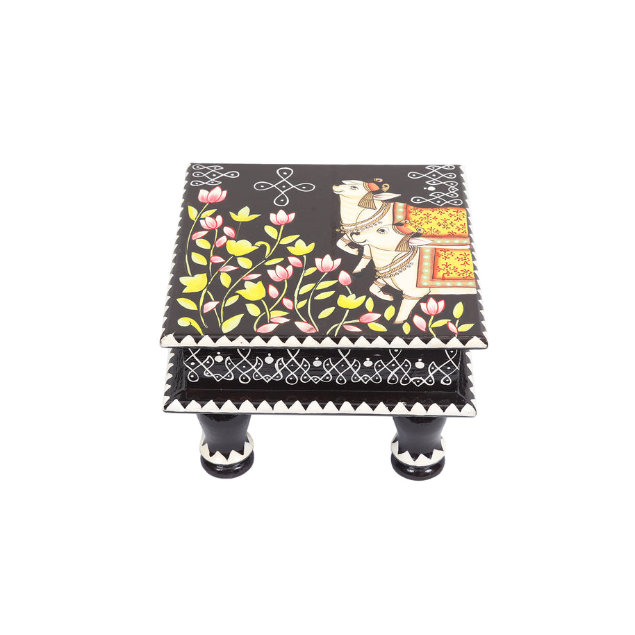 Hand Painted Wooden Chowki Stand