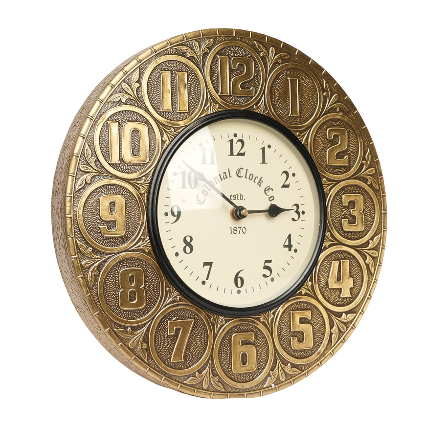 Vintage Metal Wall Clock – Antique Brass Finish