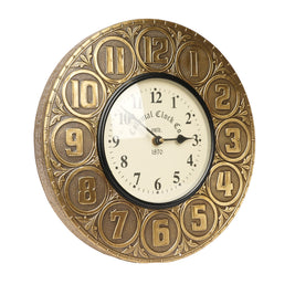 Vintage Metal Wall Clock – Antique Brass Finish