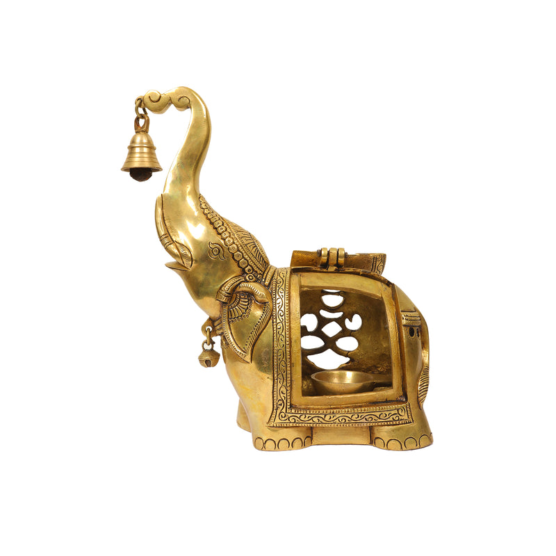 BRASS ELEPHANT WITH  TEA LIGHT HOLDER