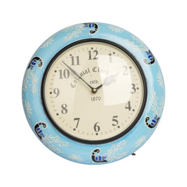 Blue Peacock Round Decorative Wall Clock – Vintage Wooden Wall Clock for Home Décor