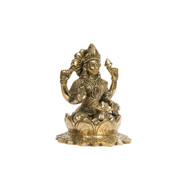 Handcrafted Brass Goddess Lakshmi Idol on Lotus