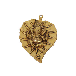 Brass Leaf Ganesha Wall Hanging for Pooja Room