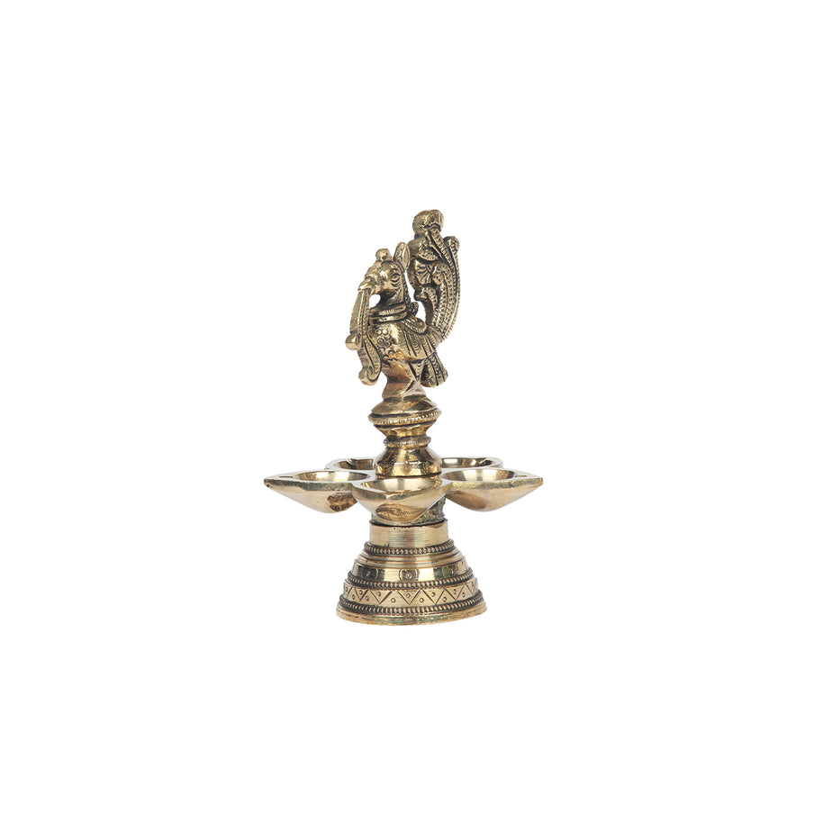 Brass  Bird 5 diya stand