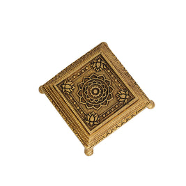 Brass Lotus Mandala Pooja Chowki 5 x 5 Inches |
