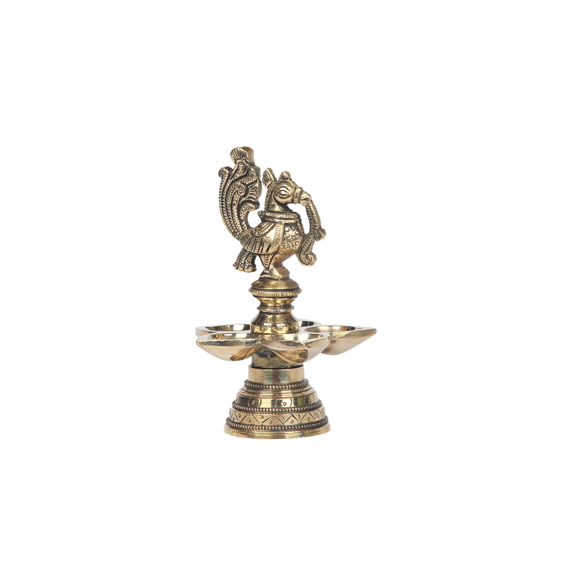 Brass  Bird 5 diya stand