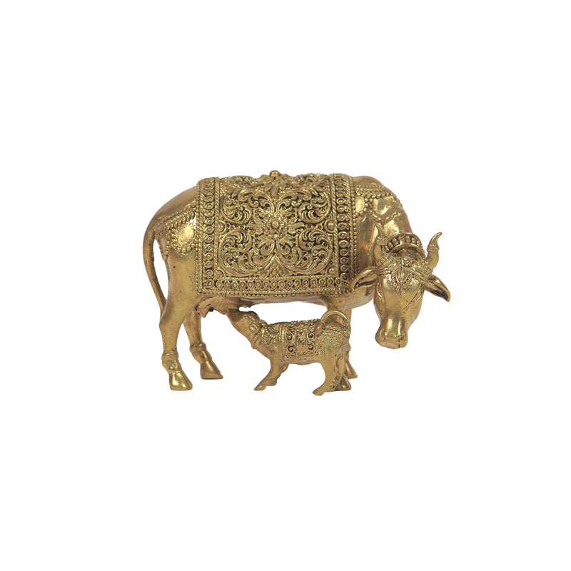 Brass light weight  cow and calf