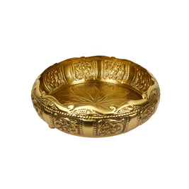 Small Embossed Brass Urli Decorative Bowl for Home Decor