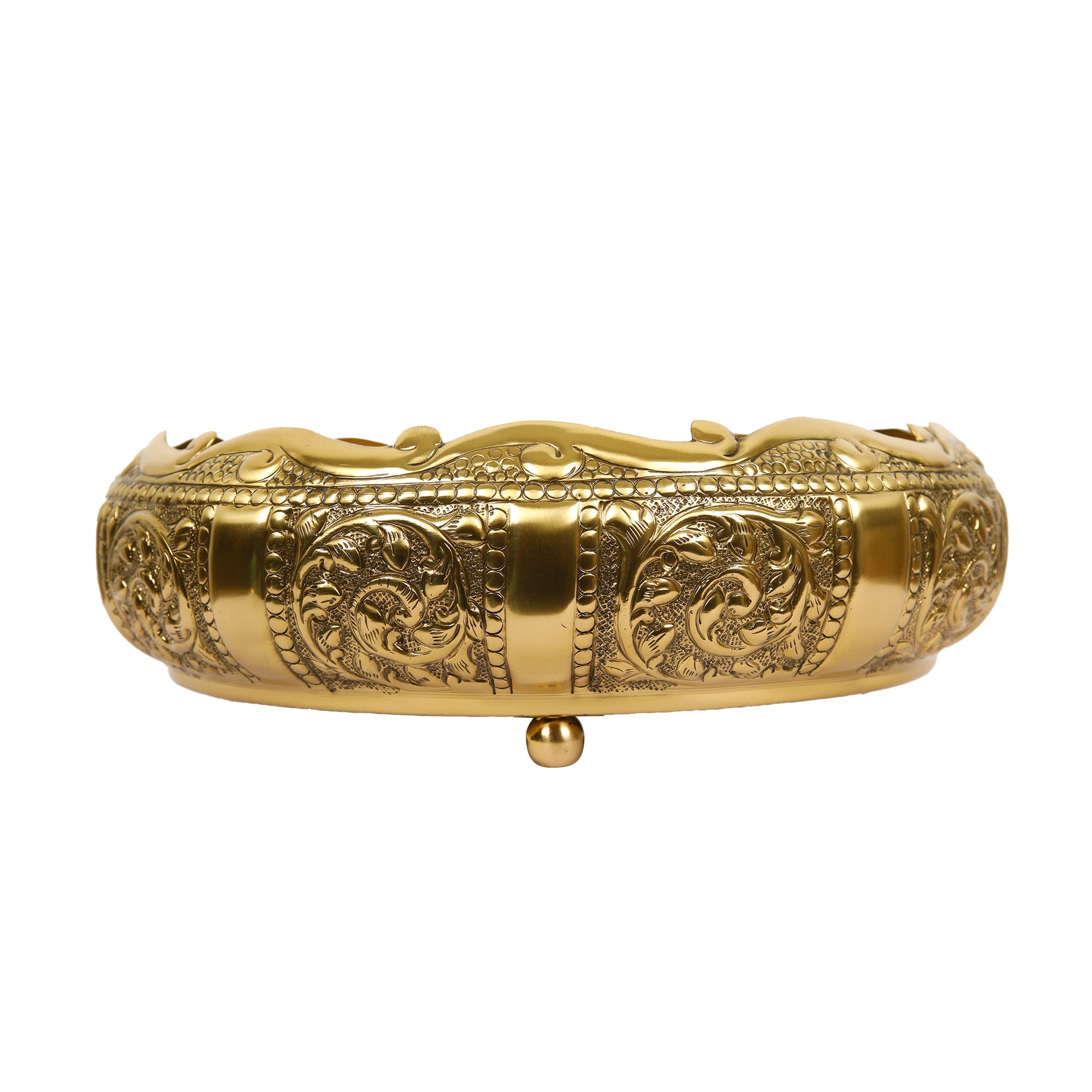 Small Embossed Brass Urli Decorative Bowl for Home Decor