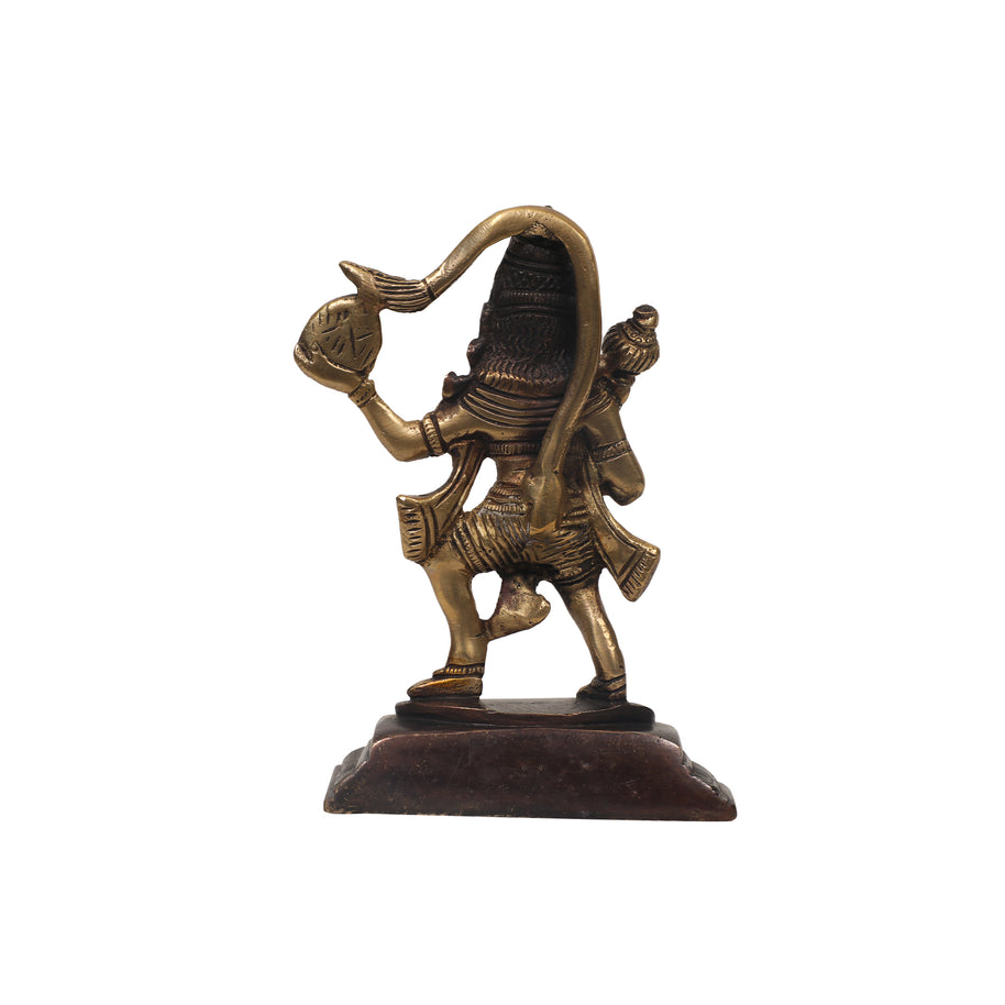 Brass Idol of Hanuman With Sanjeevani Parvat