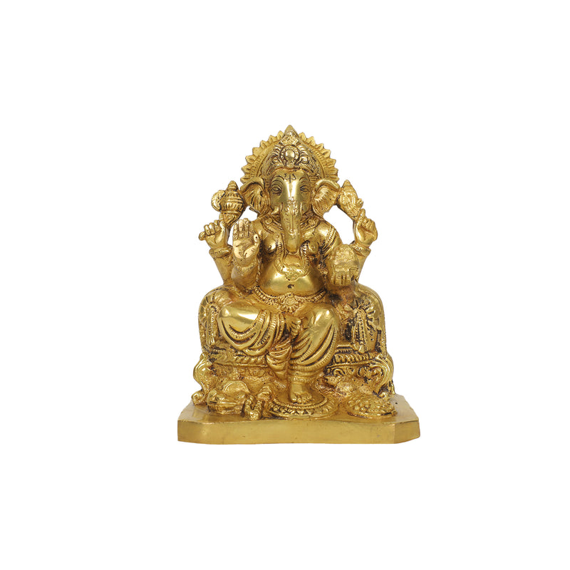 BRASS 6.5IN POOJA GANESHA