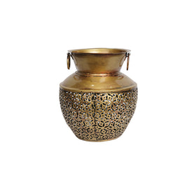 Handcrafted Iron Jaali Vase Pot – Decorative Antique Iron Flower Vase