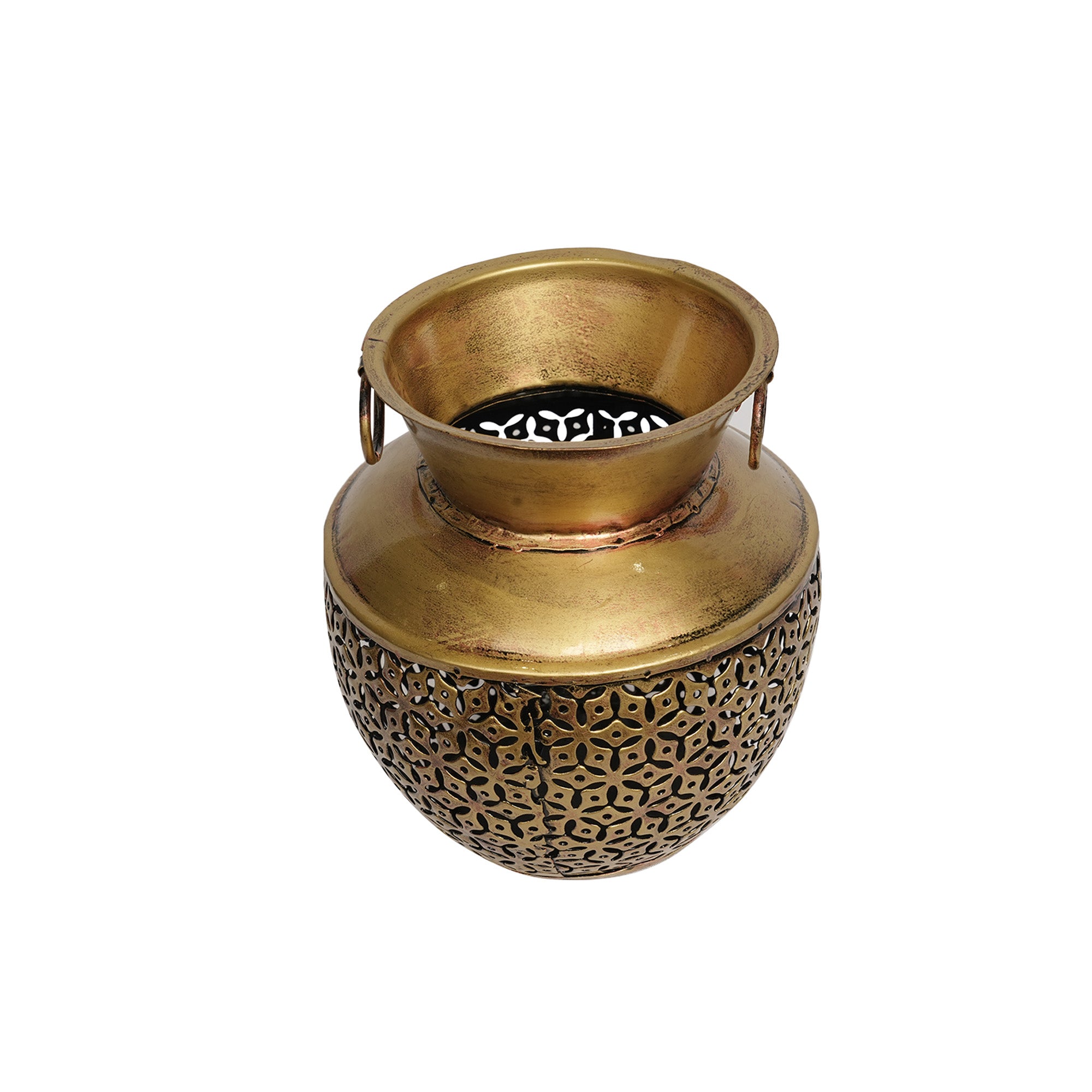 Handcrafted Iron Jaali Vase Pot – Decorative Antique Iron Flower Vase