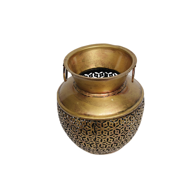 Handcrafted Iron Jaali Vase Pot – Decorative Antique Iron Flower Vase