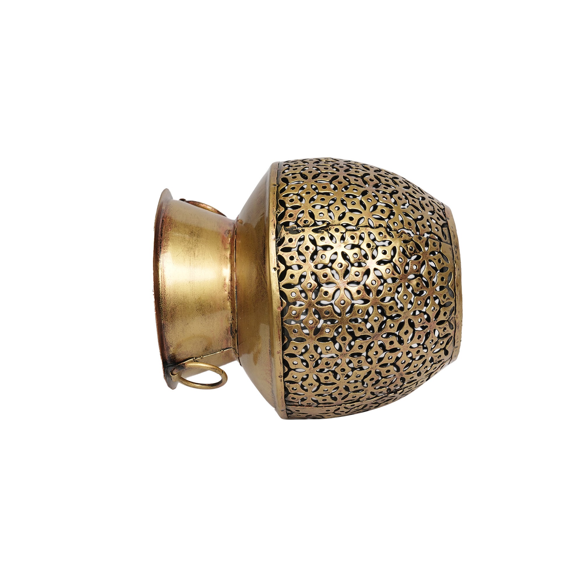 Handcrafted Iron Jaali Vase Pot – Decorative Antique Iron Flower Vase