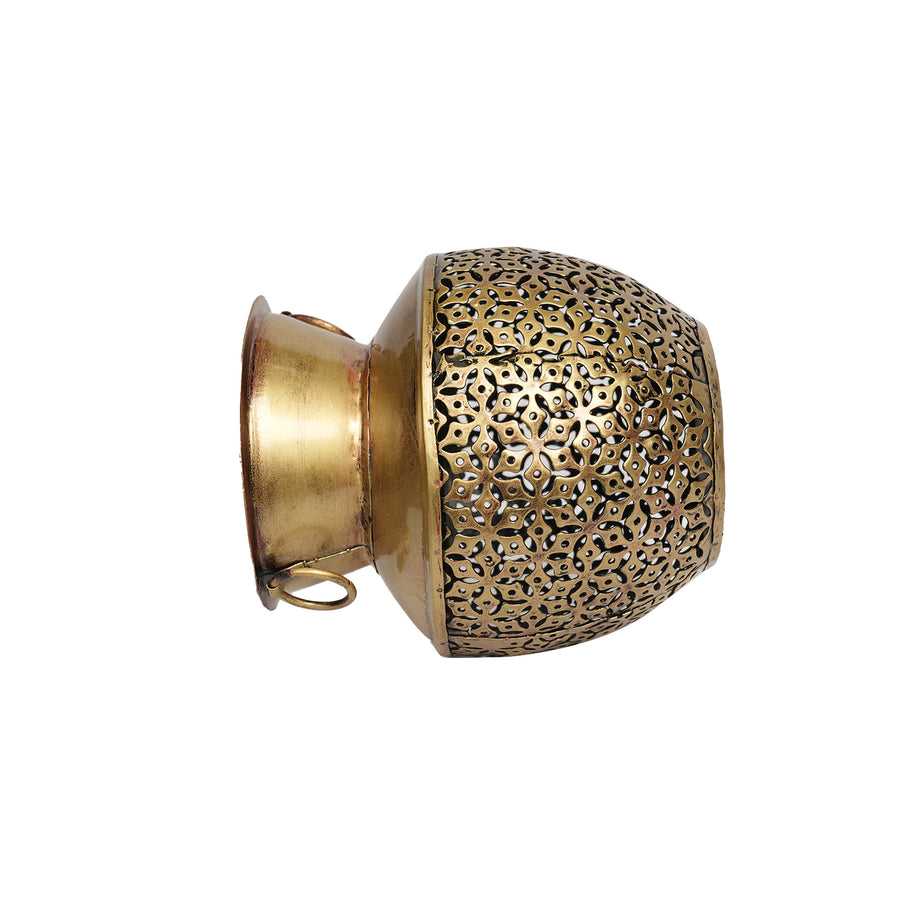 Handcrafted Iron Jaali Vase Pot – Decorative Antique Iron Flower Vase