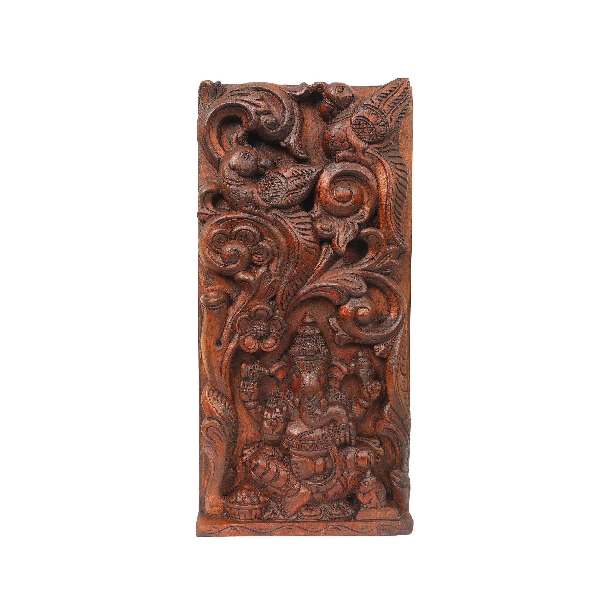18 Inches Wooden Ganesha Wall Panel