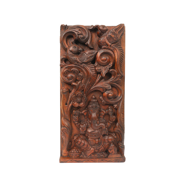 18 Inches Wooden Ganesha Wall Panel