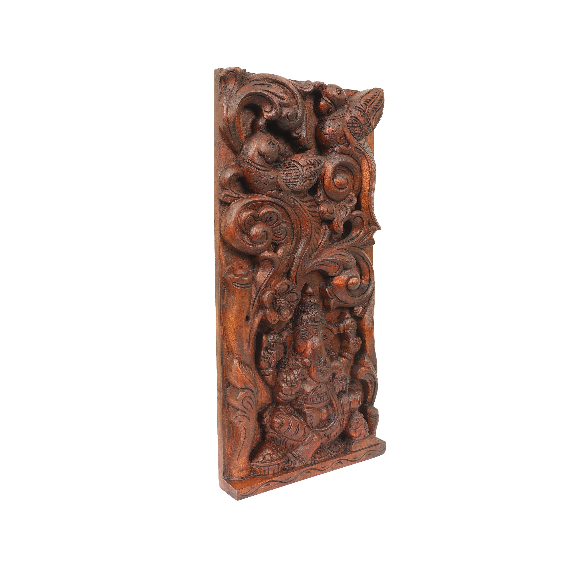 18 Inches Wooden Ganesha Wall Panel