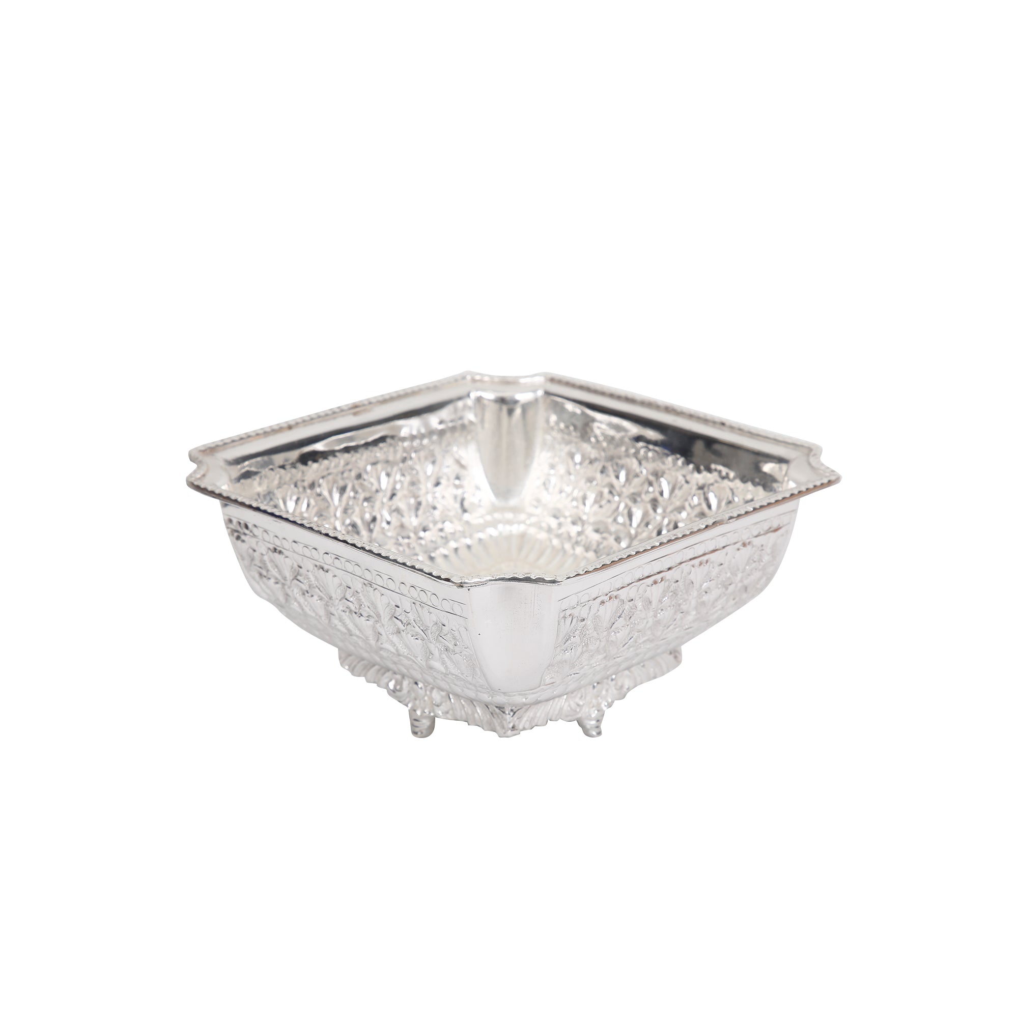 Ornate Handcrafted Brass Square Bowl for Table Décor and Gifts