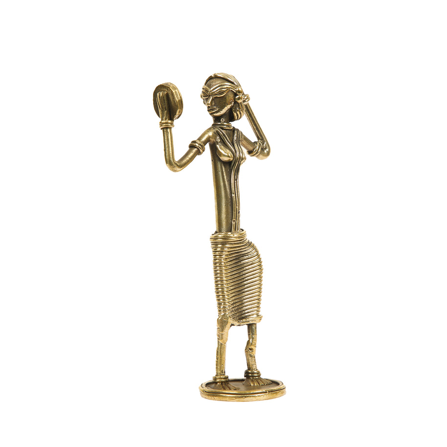 Bastar Dokra Brass Tribal Lady Showpiece for Home Decor