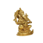 Brass 8in Ganesh sitting on base