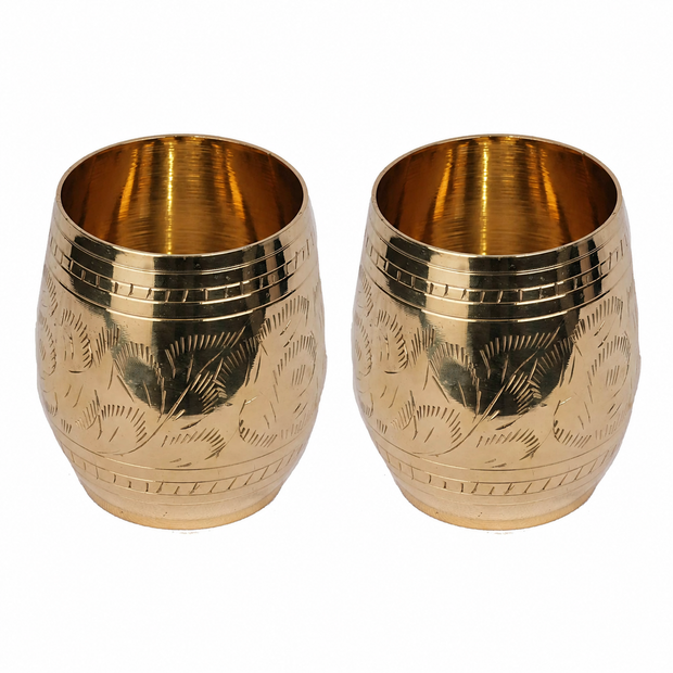 Brass Glass Barrel Pair – 3.5" Height