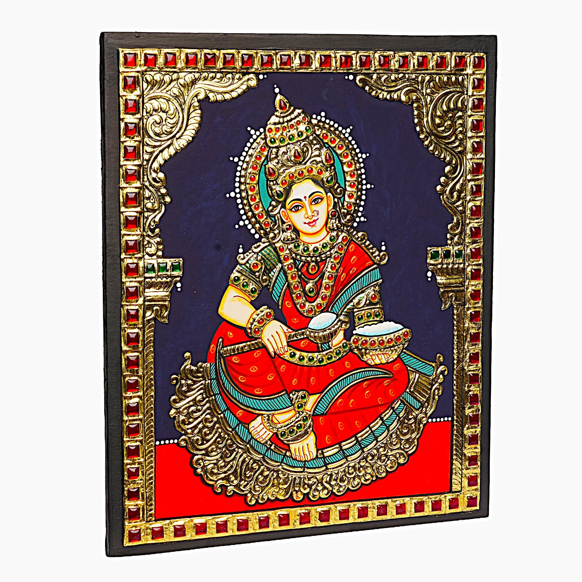 Traditional Annapurneshwari Tanjore Painting with Authentic 22K Gold Foil