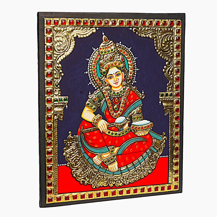 Traditional Annapurneshwari Tanjore Painting with Authentic 22K Gold Foil