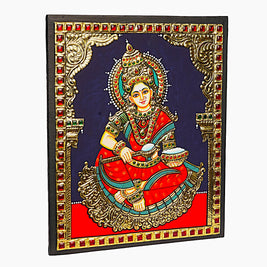 Traditional Annapurneshwari Tanjore Painting with Authentic 22K Gold Foil