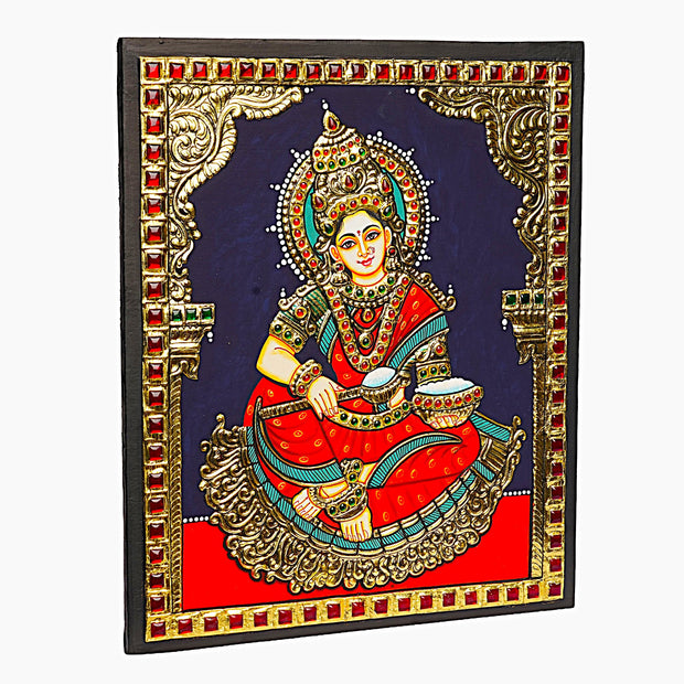 Traditional Annapurneshwari Tanjore Painting with Authentic 22K Gold Foil