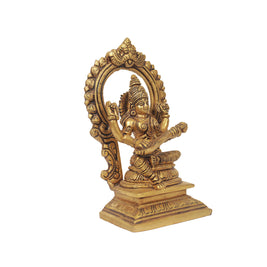 Brass Saraswathi Sitting With Peeta Prabhavali