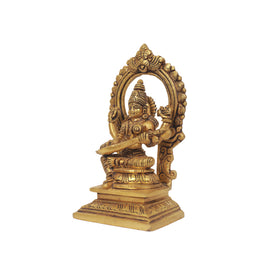 Brass Saraswathi Sitting With Peeta Prabhavali