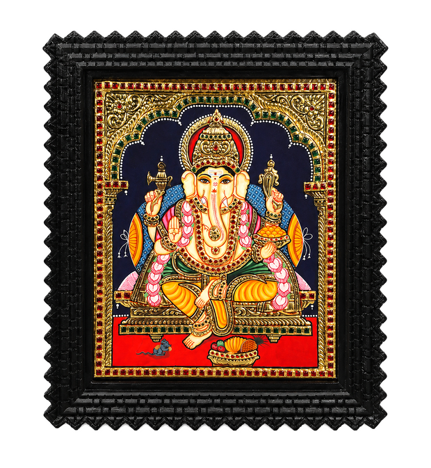 Handcrafted Tanjore Ganesha Painting | Traditional Lord Ganesha  – 10 × 12 Inch