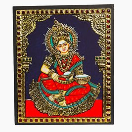 Traditional Annapurneshwari Tanjore Painting with Authentic 22K Gold Foil