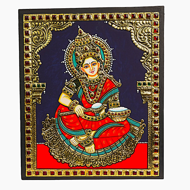 Traditional Annapurneshwari Tanjore Painting with Authentic 22K Gold Foil