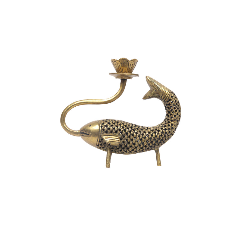 Brass Fish Candle Stand Jali