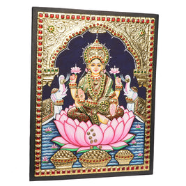 Traditional  Gaja Lakshmi Tanjore Painting | Premium 22K Gold Foil Artwork