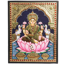 Traditional  Gaja Lakshmi Tanjore Painting | Premium 22K Gold Foil Artwork
